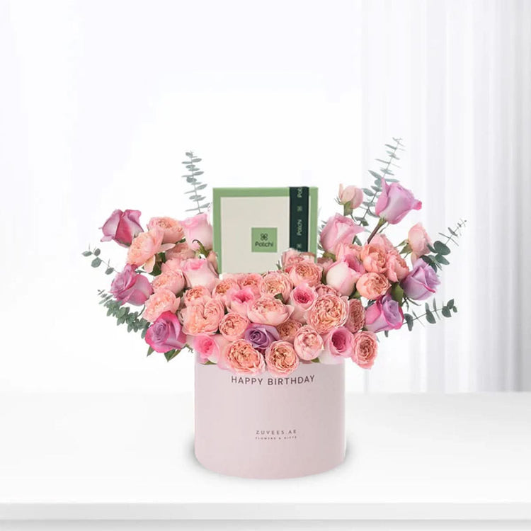 Pink Lovely Garden Birthday Box Chocolates Combo - Zuvees.ae
