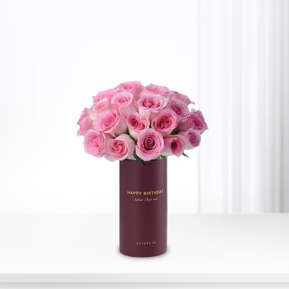 Pink Symphony Grande in Birthday Vase - Zuvees.ae