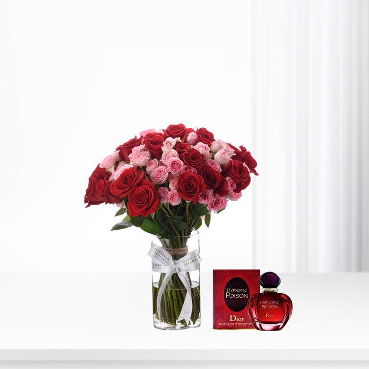 Rose Gradient Glass Vase Perfume Combo - Zuvees.ae
