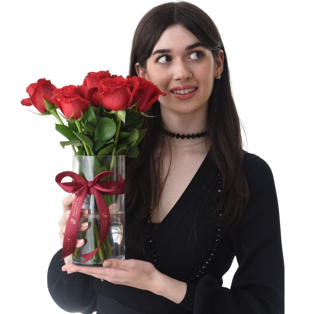 15 Red Roses in Glass Vase - Zuvees.ae