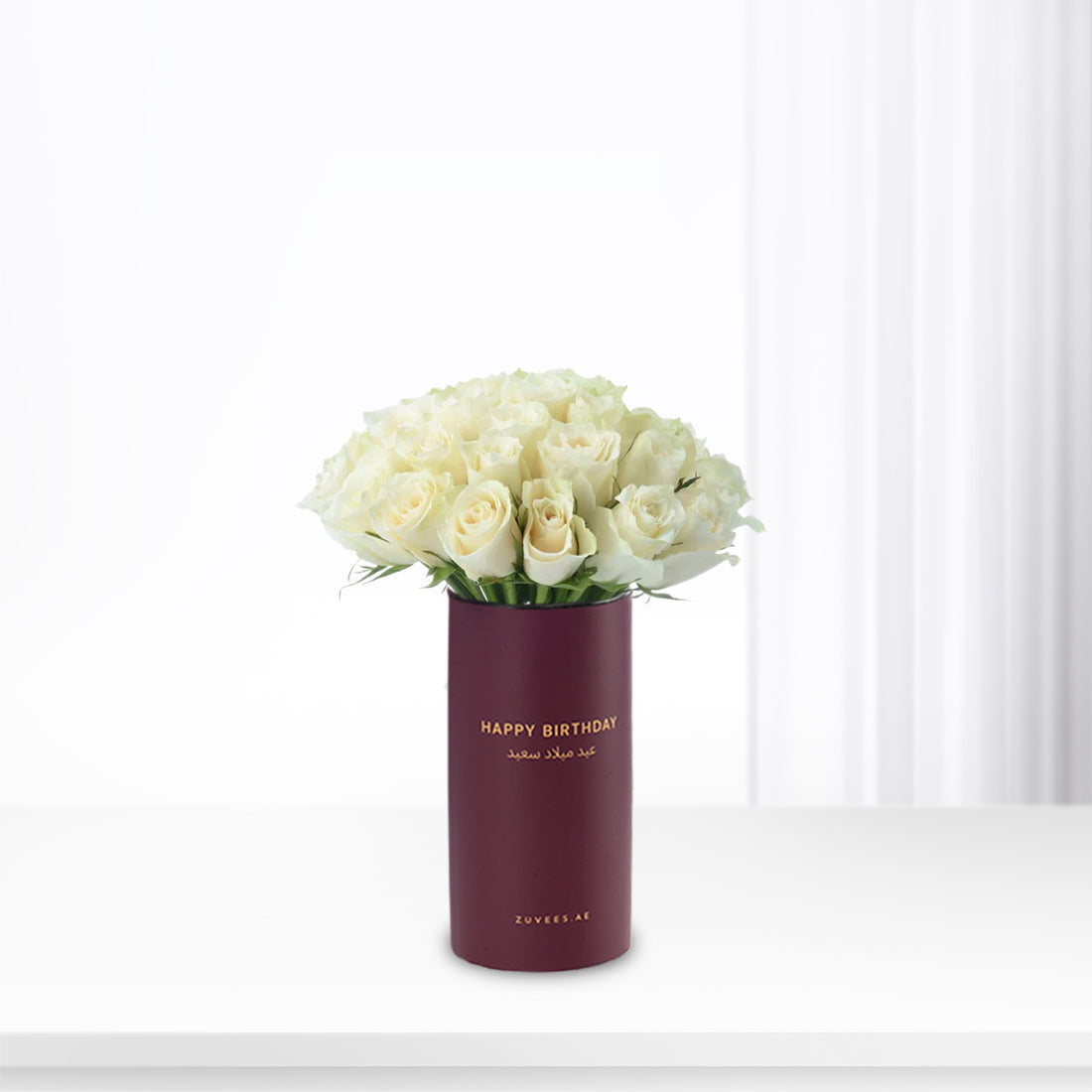 Snow Petals Grande In Birthday Vase - Zuvees.ae