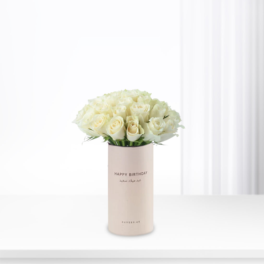 Snow Petals Grande In Birthday Vase - Zuvees.ae