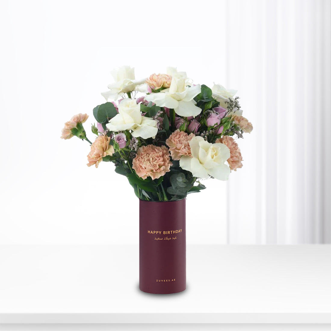 Soft Elegance In Birthday Vase - Zuvees.ae