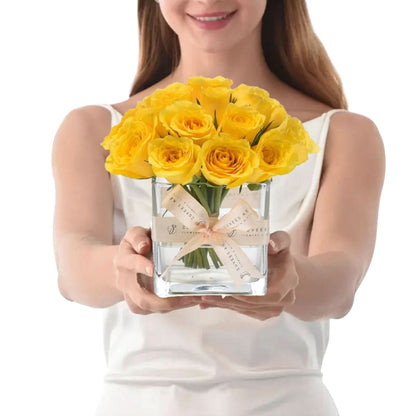 Sunshine Bliss In Glass Vase - Zuvees.ae