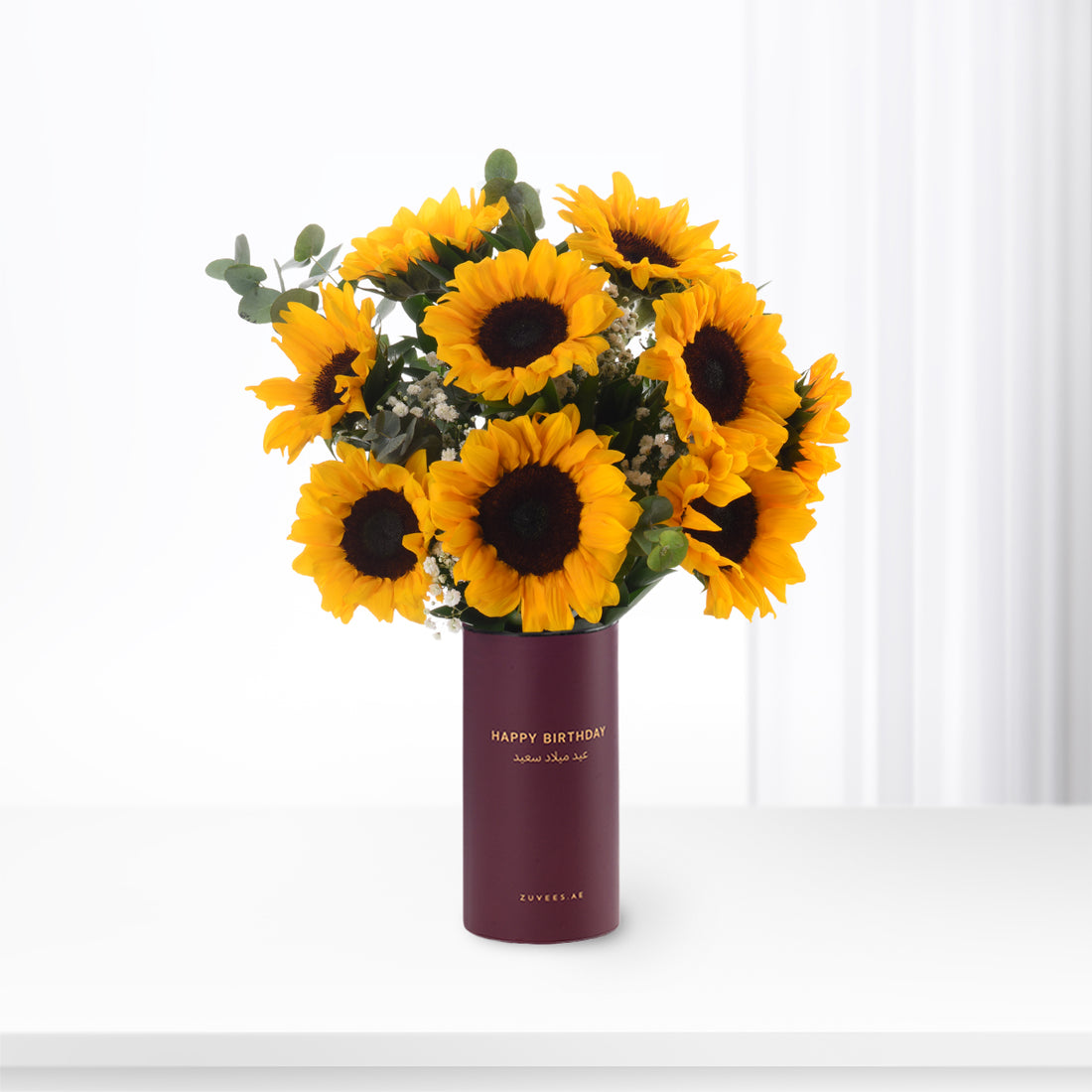 The Golden Ten Sunflowers In Birthday Vase - Zuvees.ae