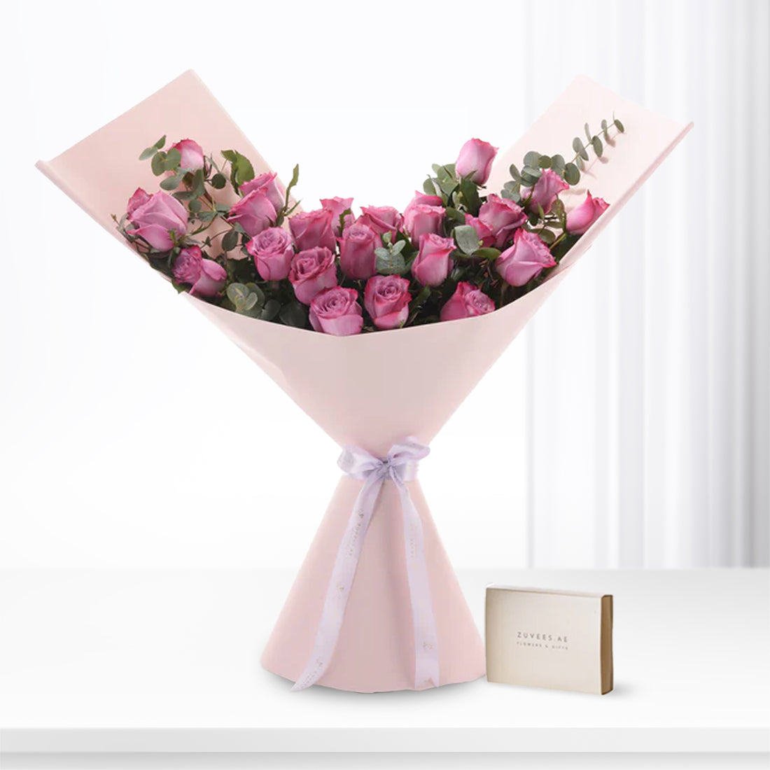 Violet Blush Rose Bouquet Chocolate Combo - Zuvees.ae