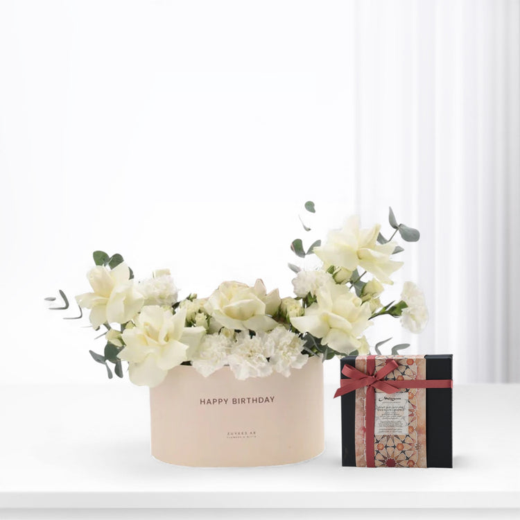White Mirage Happy Birthday Box Chocolate Combo - Zuvees.ae