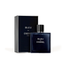 Deep navy bottle and box with silver text, minimalist white background.