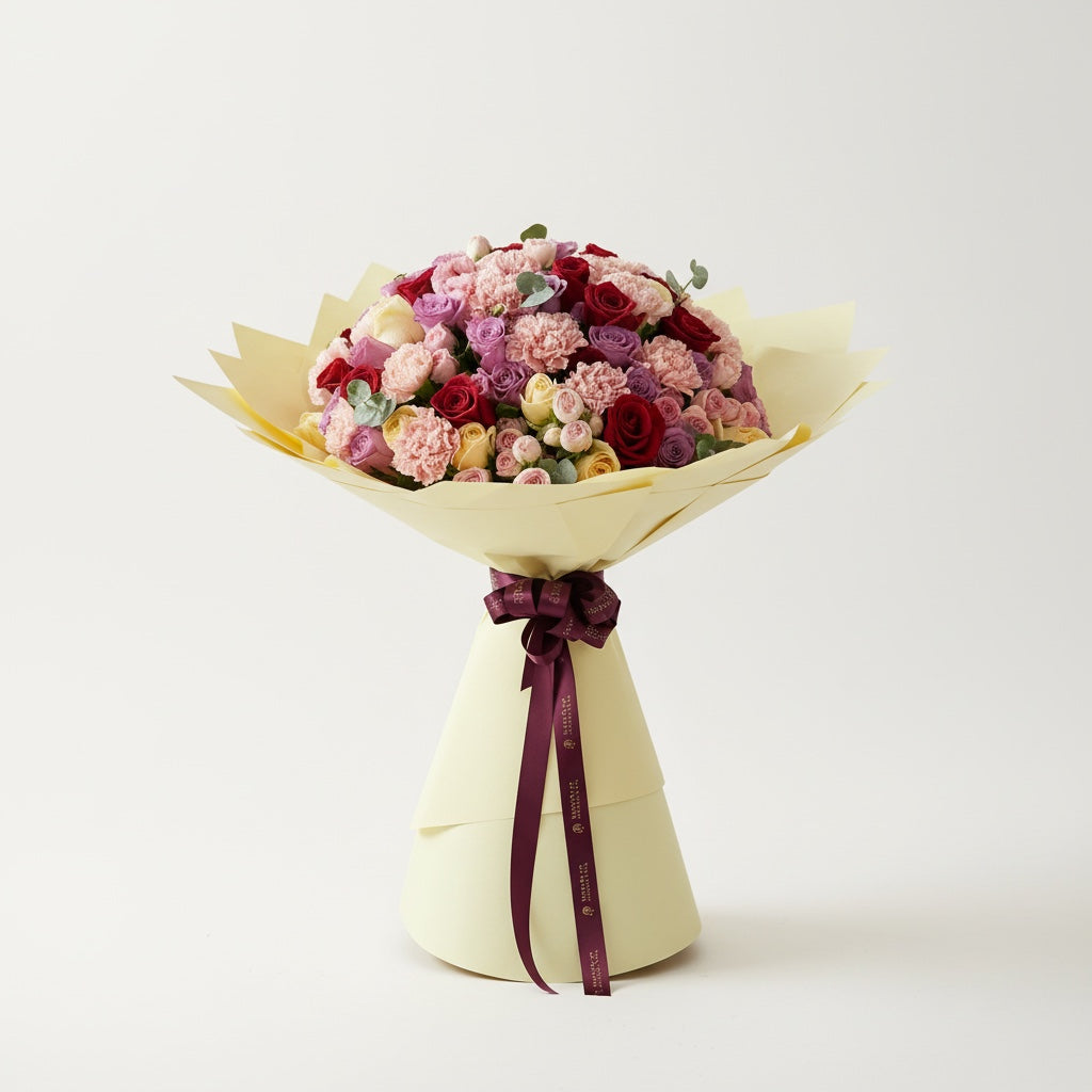 Zahrat Al Quloob – Premium Rose &amp; Carnation Bouquet - Zuvees.ae