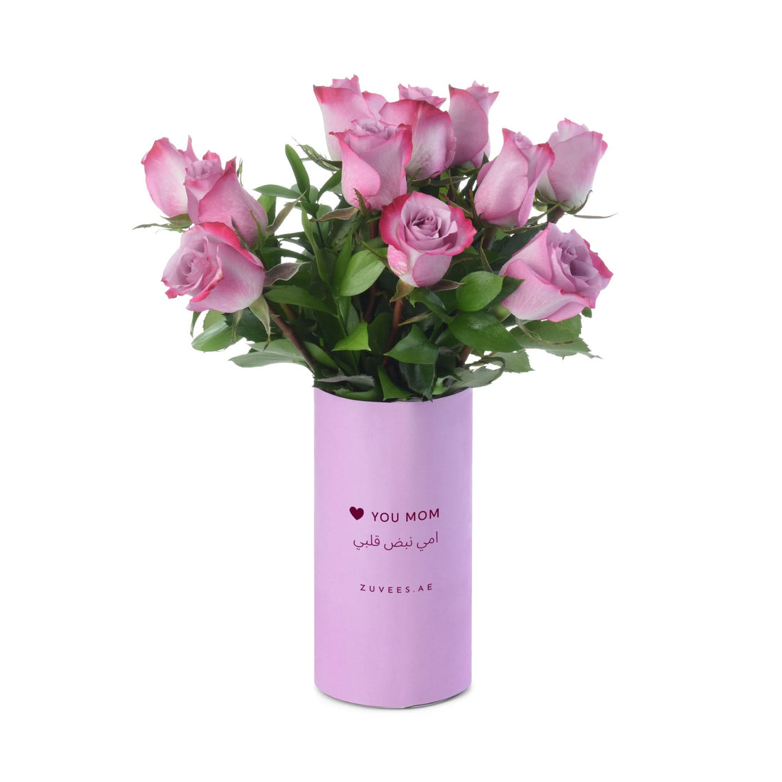 12 Purple Roses Vase To Mom - Zuvees.ae