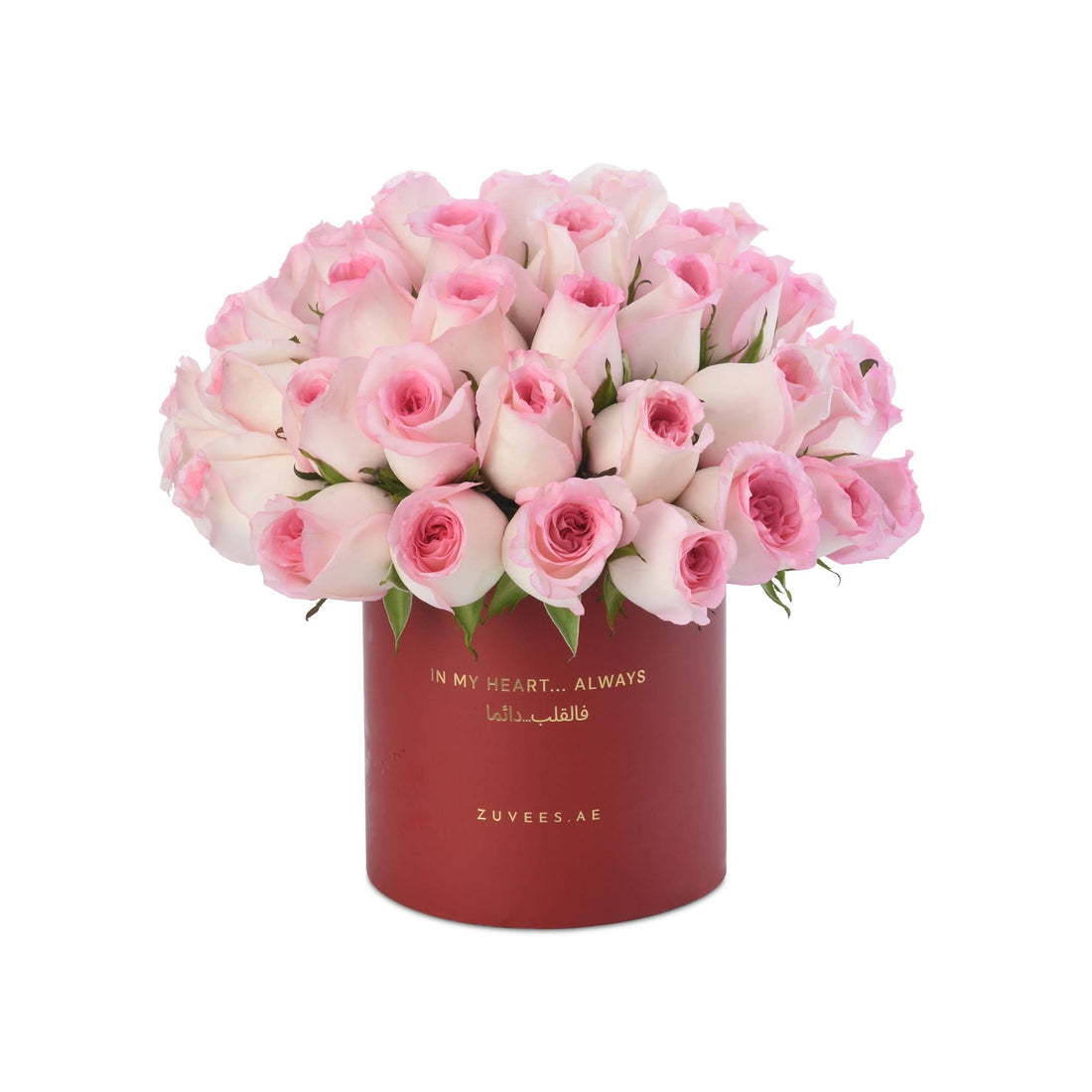 50 Blush Roses "In My Heart Always" Vase - Zuvees.ae