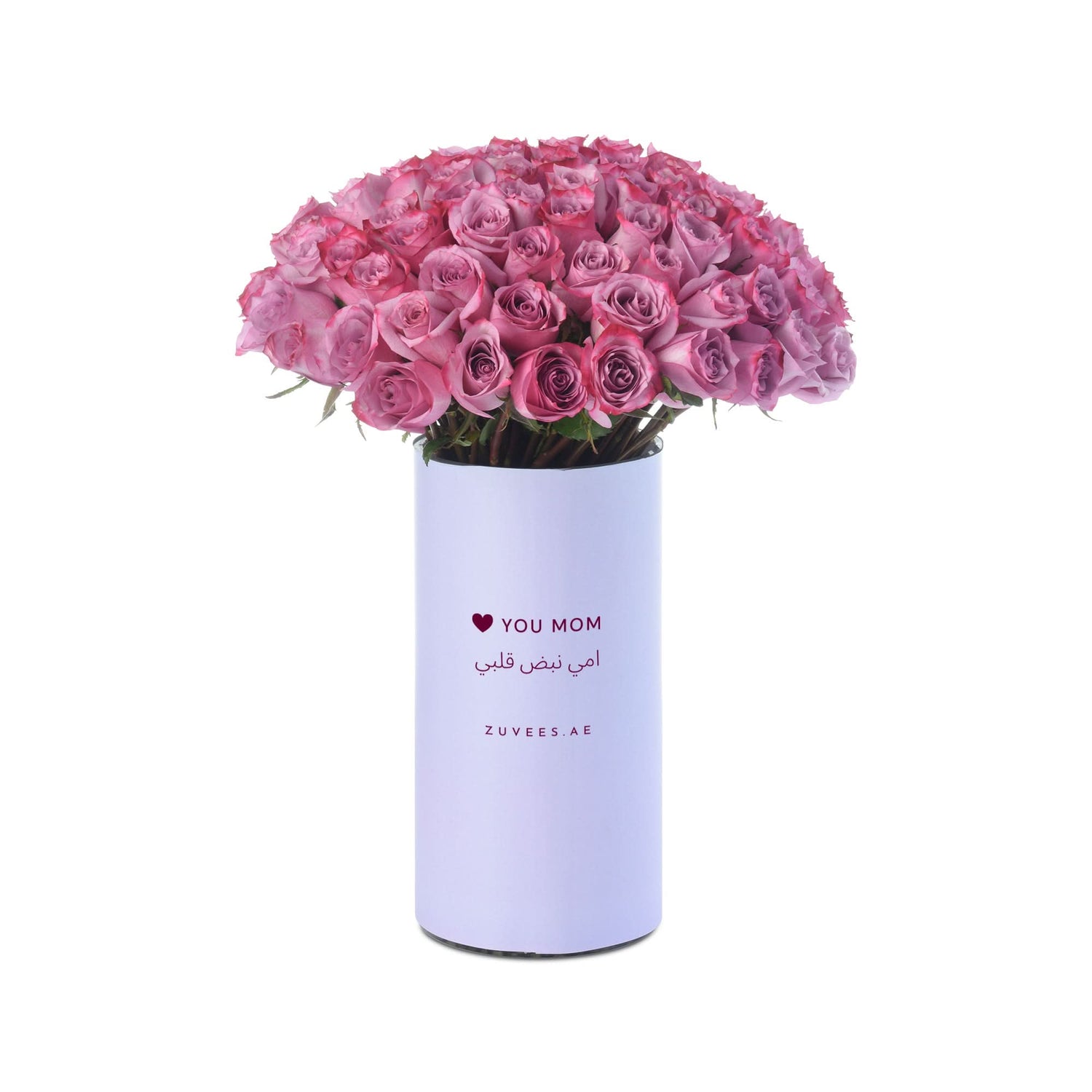 100 Purple Roses Vase to Mom - Zuvees.ae