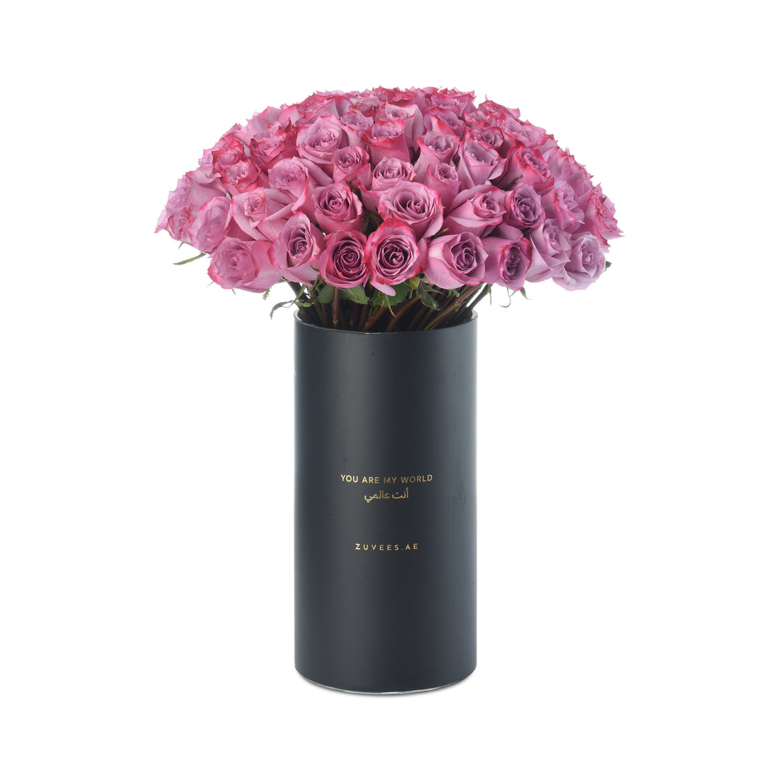 100 Purple Roses Love Vase - Zuvees.ae