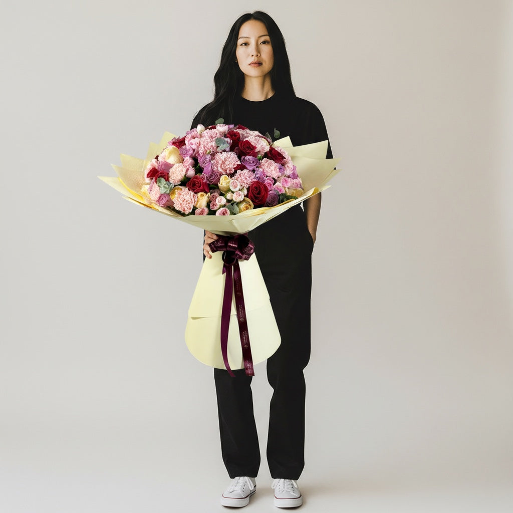 Zahrat Al Quloob – Premium Rose &amp; Carnation Bouquet - Zuvees.ae