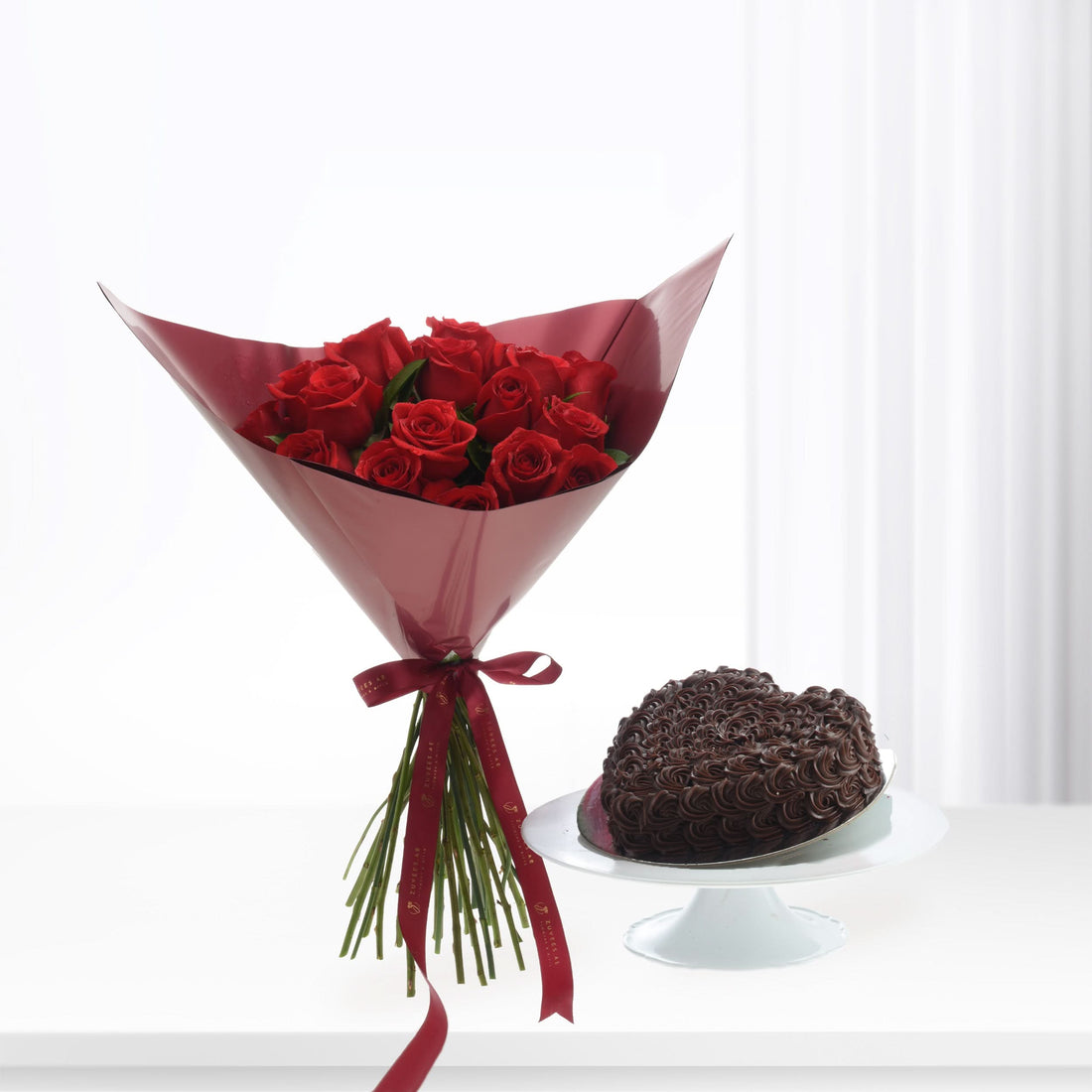 24 Red Roses Love Bouquet Cake Combo - Zuvees.ae