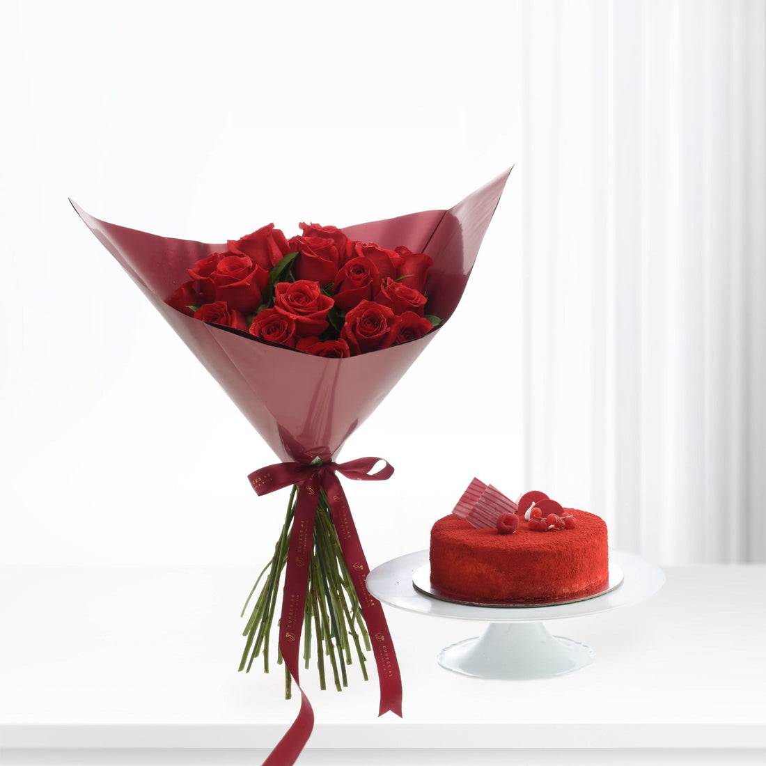 24 Red Roses Love Bouquet Cake Combo - Zuvees.ae