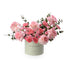 Pastel pink roses and carnations in mint-green "Get Well Soon" box.