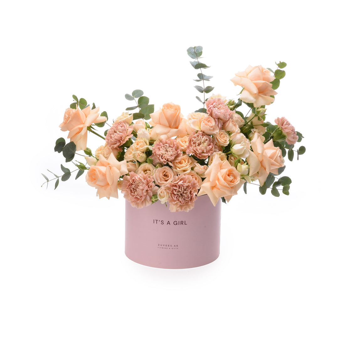 Soft peach roses and carnations in pink "It&